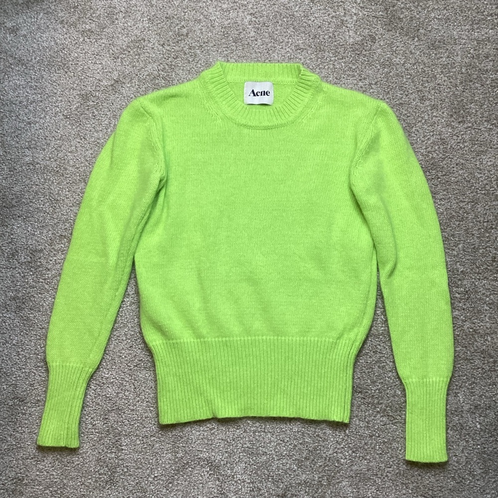 ACNE Studios Lia Mohair Sweater Acid Neon Green Small - Picture 2 of 6